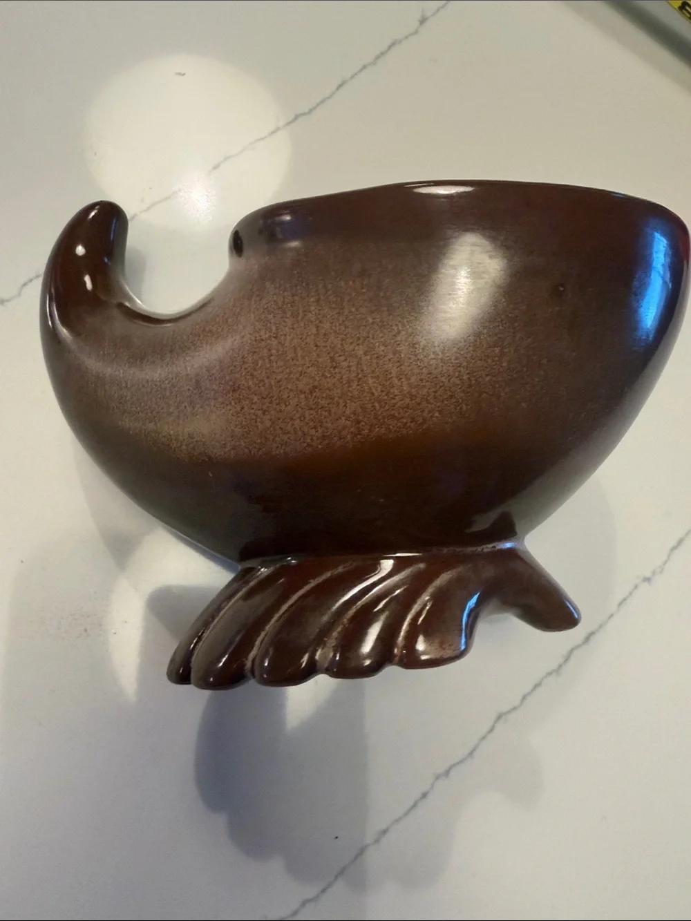 Frankoma cornucopia vintage milk chocolate brown vase
